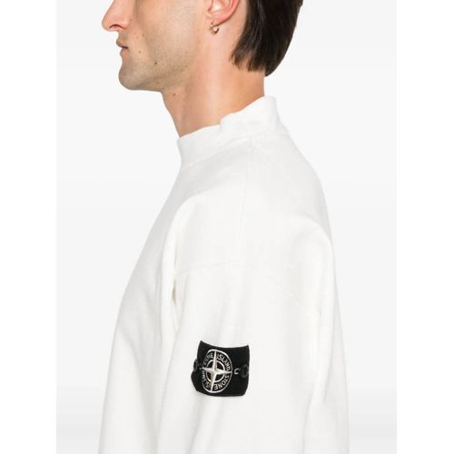 Stone Island Sweat En Coton À Patch Compass - Blanc