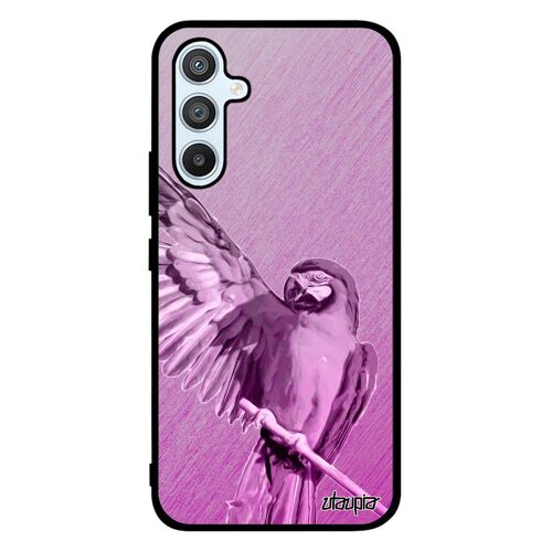 Coque de protection Samsung A54 en silicone perroquet texture cover rose oiseau design metal 4G tropical effet animal animaux galaxy