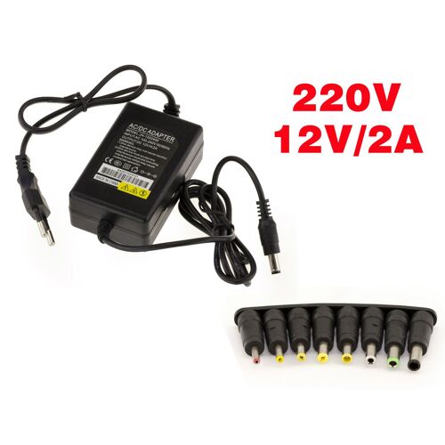 Alimentation externe AC DC - 220V vers 12V 2A AVEC 8 DIFFERENTS EMBOUTS ADAPTABLES AVEC 8 DIFFERENTS EMBOUTS ADAPTABLES