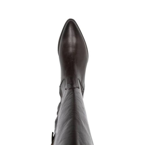 Curiositè Bottines D'inspiration Western En Cuir À Bout Pointu 35 Mm - Marron
