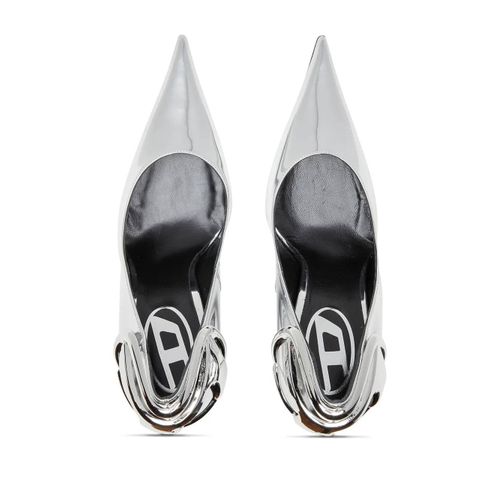 Diesel Escarpins Pointus 90 Mm À Bride Arrière - Argent