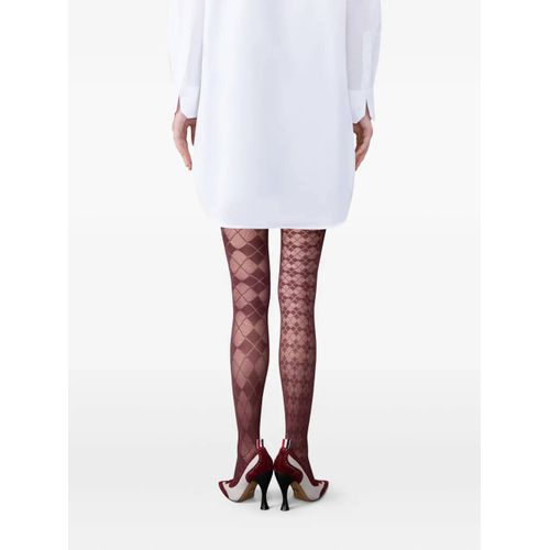 Thom Browne Collants Transparents À Losanges - Rouge