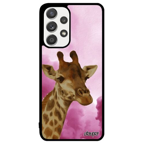 Coque Samsung A33 silicone girafe savane etui bumper design SM-A336B de protection aluminium rose nuage souple animaux ciel galaxy