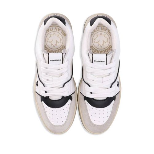 Dsquared2 Baskets Spiker En Cuir À Broderies - Blanc