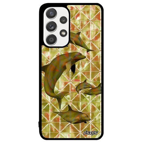 Coque Dauphin Samsung A33 En Silicone Geometrie Housse Vert Antichoc Animal Ocean Mobile Mer Fonds Marins Animaux Design Galaxy