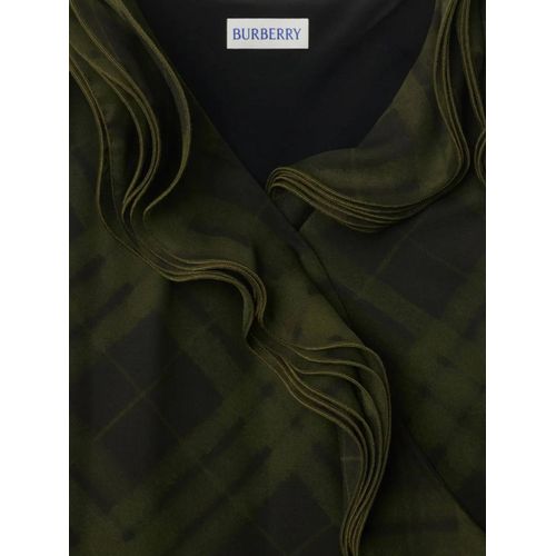 Burberry Robe En Soie À Carreaux - Vert