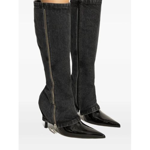 Diesel Bottines À Empiècement En Jean 100 Mm - Noir