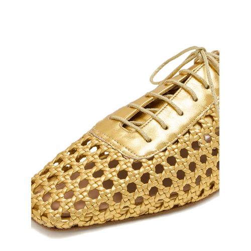 Andrea Gomez Ballerines Antonia En Cuir Tressé - Jaune