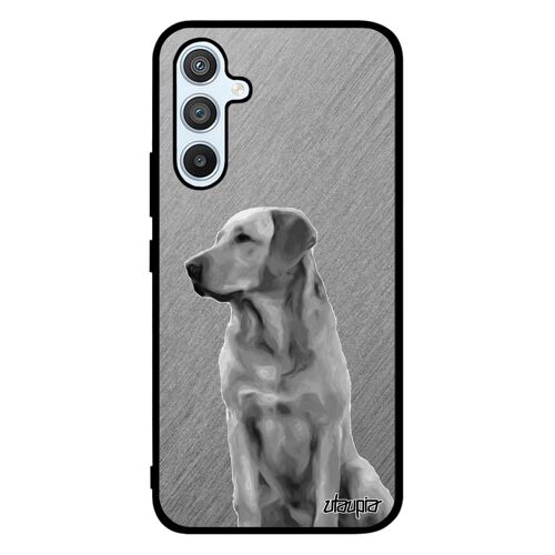 Coque Galaxy A54 en silicone chien design labrador telephone case SM-A546B chiot dessin antichoc effet golden retriever gris Samsung