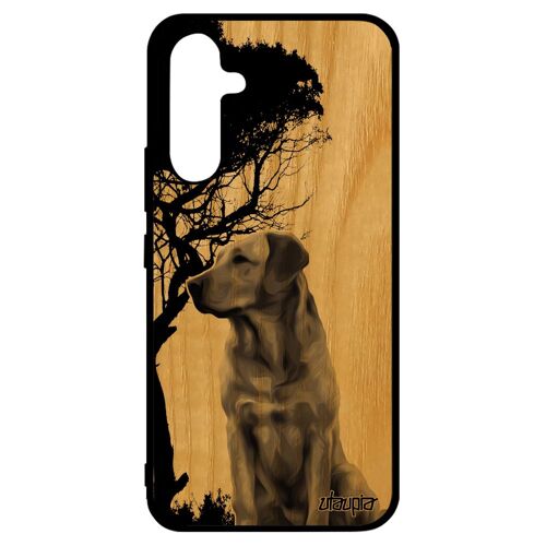 Coque silicone Samsung A34 en bois chien golden retriever de protection labrador telephone souple nature canin chiot 4G gris galaxy