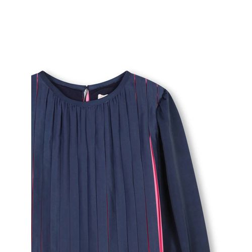 Billieblush Robe Plissée À Manches Longues - Bleu