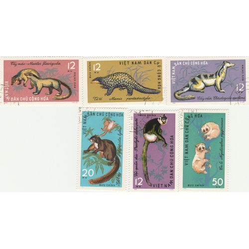 6 Timbres Oblitérés Du Vietnam Du Nord - Animaux Sauvages