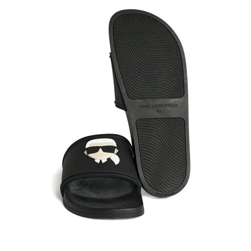 Karl Lagerfeld Claquettes À Logo Embossé - Noir