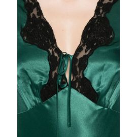 Rixo Robe En Satin Amari À Bords En Dentelle - Vert