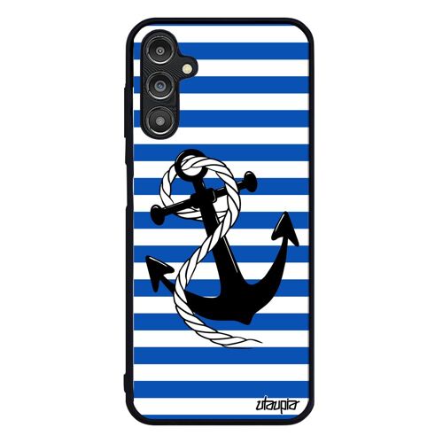 Coque A14 4G 5G silicone ancre de bateau telephone marin etui pas cher case bleu ligne corde smartphone SM-A145R nud Samsung galaxy