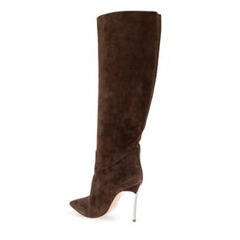 Casadei Cuissardes Blade 100 Mm En Daim - Marron