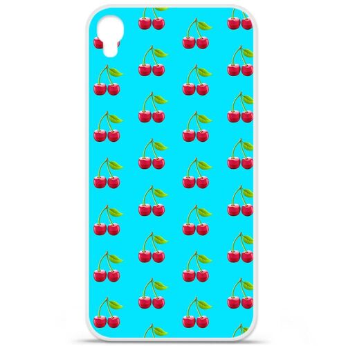 Etui Coque Housse design Alcatel One Touch Idol 3 5.5''en Silicone Gel Protection arrière - Cerises bleu