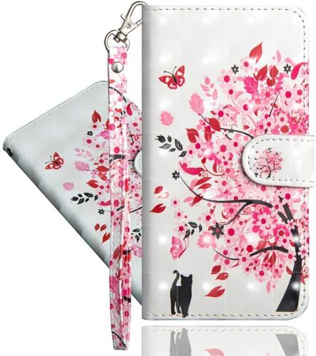 Coque Compatible Avec Oppo A16, Cool Pu Cuir 3d D¿¿Sign Magn¿¿Tique Antichoc Porte Carte Portefeuille Avec Dragonne Stand ¿¿Tui ¿¿ Rabat Coque Pour Oppo A16. Tree Cat Yx