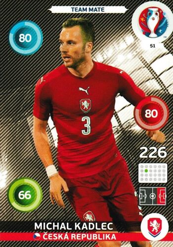 N° 51 - Carte Adrenalyn Xl Euro 2016 - Michal Kadlec - Ceska Republika