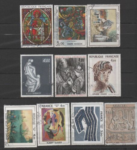 France: Lot De 10 Timbres De Grand Format Représentant Des Oeuvres D'art. N° 2054, 2075, 2137, 2210, 2211, 2234, 2265, 2297, 2342-2363.
