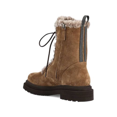 Brunello Cucinelli Bottines À Intérieurs Fourrés - Marron