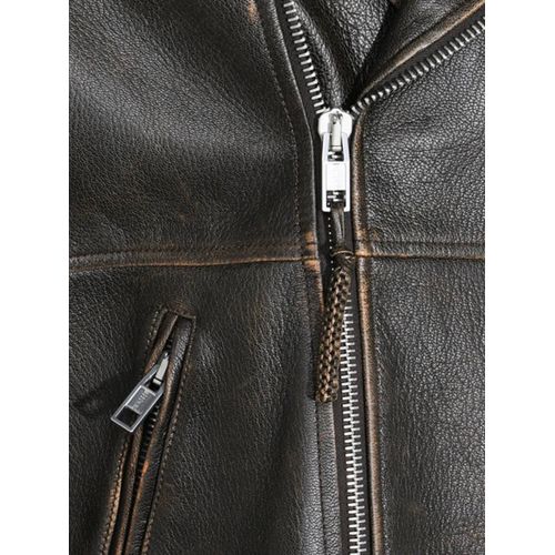 Moschino Veste En Cuir À Clous - Marron