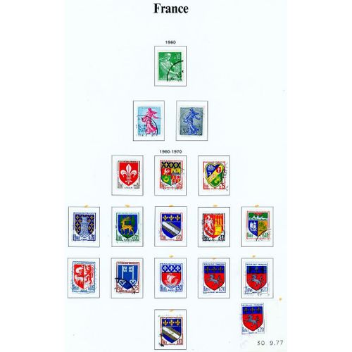 Timbres Français Oblitérés Sur Charnières Entre 1960 Et 1966 - Classeur G