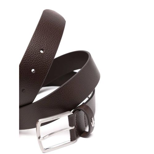 Lacoste Ceinture En Cuir À Fini Grainé - Marron