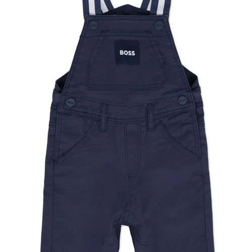Boss Kidswear Combinaison En Coton À Bretelles Rayées - Bleu