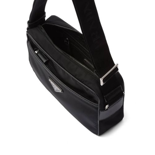 Prada sacoche à plaque logo - Noir