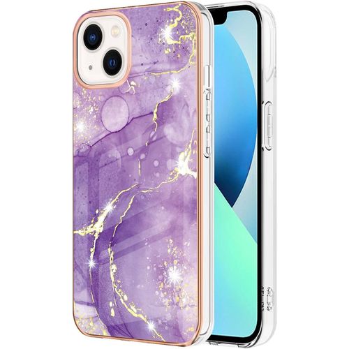 Coque Pour Iphone 13, Marbre Motif Design Slim Antichoc Flexible Tpu Bumper Souple Silicone Case Cover Housse Etui De Protection Anti-Choc Coque Pour Iphone 13, Pourpre Fonce