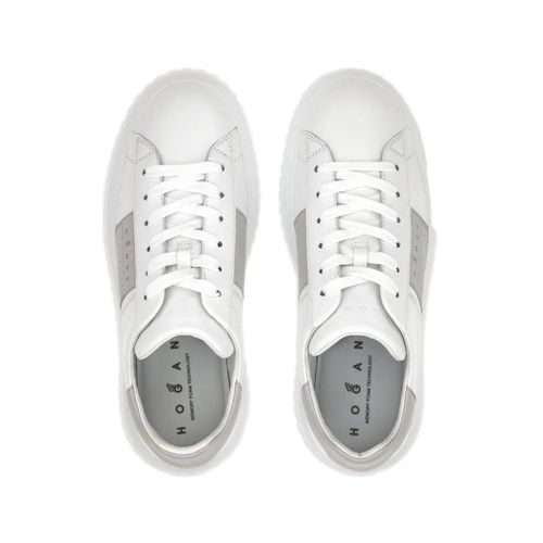 Hogan Baskets H-Stripes En Cuir - Blanc