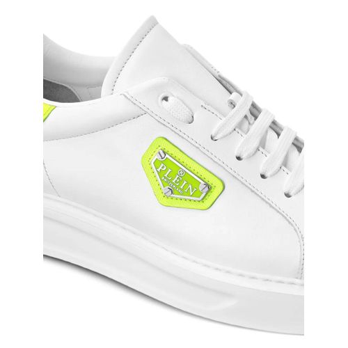 Philipp Plein Baskets En Cuir À Plaque Logo - Blanc