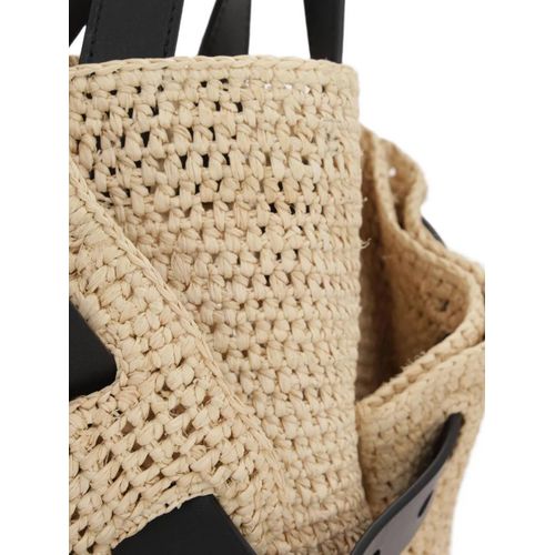 LOEWE mini sac à bandoulière Punch Hole en raphia - Tons neutres