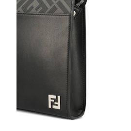 FENDI pochette en cuir à motif monogrammé - Noir