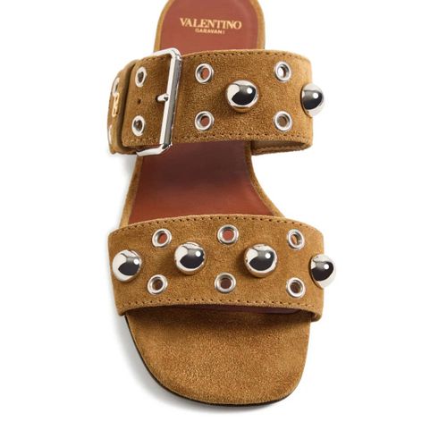 Valentino Garavani Sandales Nellcôte En Cuir - Marron