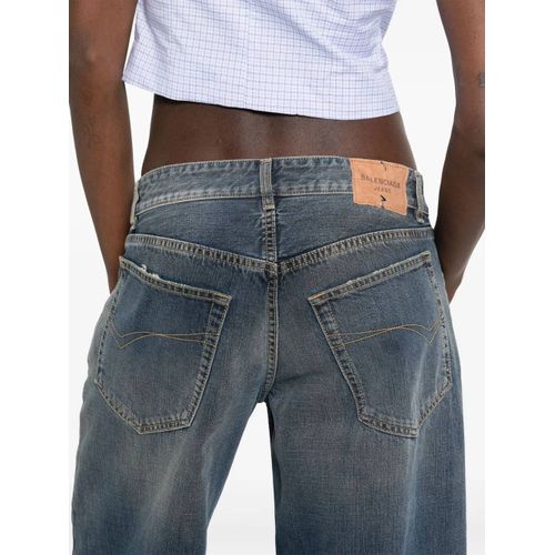 Balenciaga Jean À Patch Logo - Bleu