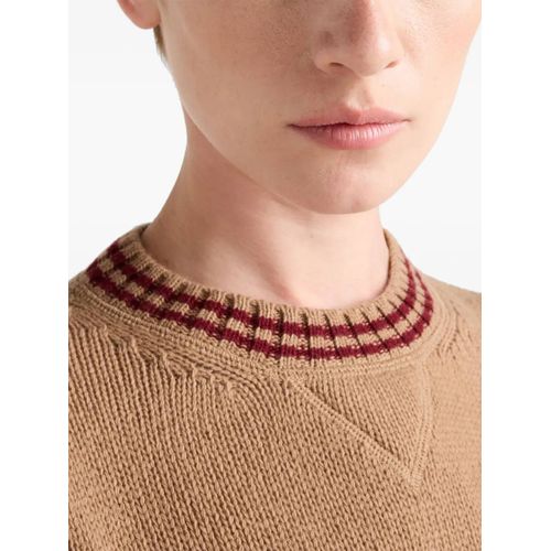 Prada Pull À Logo En Intarsia - Tons Neutres