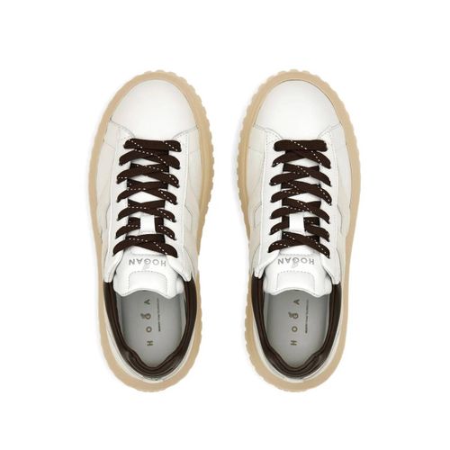 Hogan Baskets En Cuir À Plateforme - Blanc