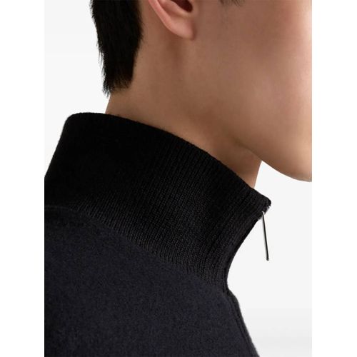 Prada Cardigan Zippé En Cachemire Mélangé - Noir