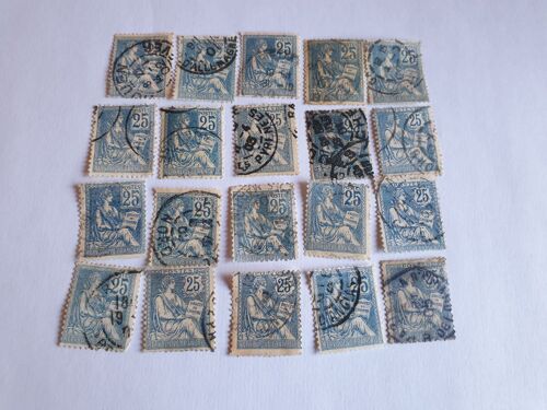 Timbre Type Mouchon 25c Bleu