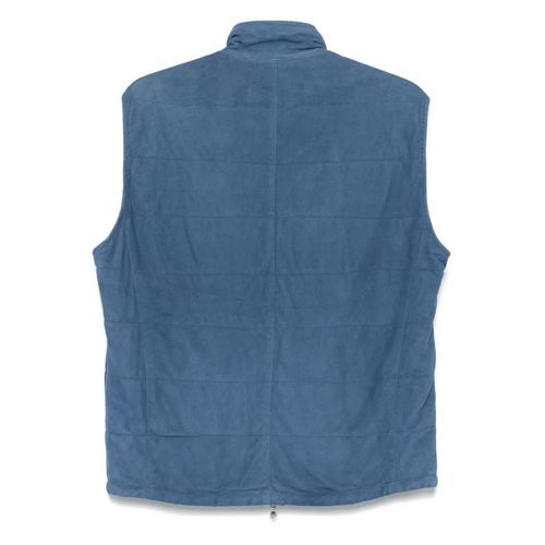 Barba Gilet En Cuir - Bleu