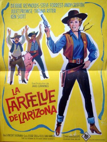 La Farfelue De L'arizona (The Second Time Around) - Véritable Affiche De Cinéma - Format 40x60 Cm - Vincent Sherman - Debbie Reynolds - Steve Forrest - Andy Griffith - Année 1961