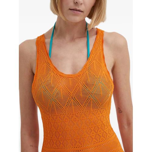 Desigual Robe De Plage En Maille Ajourée - Orange