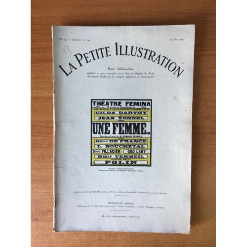 La Petite Illustration N? 243 Th??Tre N? 143 : Une Femme Th??Tre F?Mina (2)