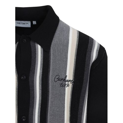 Carhartt Wip Cardigan Rayé Bainter À Col Polo - Noir