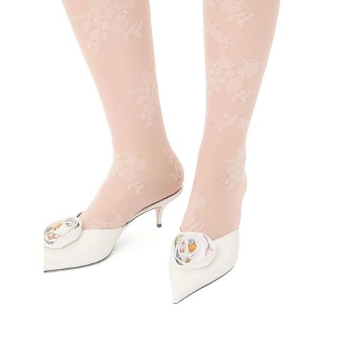 Valentino Garavani Mules Drip Rose 55 Mm En Cuir - Blanc