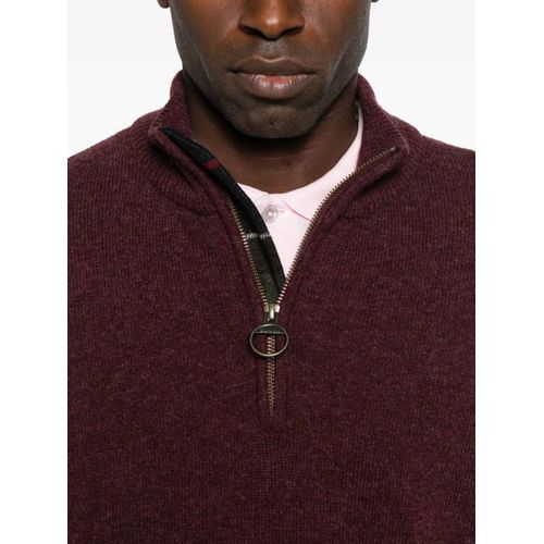 Barbour Pull À Col Montant Zippé - Rouge