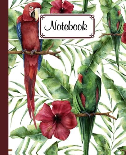 Notebook: Parrot Cover Composition Notebook - College Ruled, 120 Pages - Large 7.5" X 9.25" By Elaine Fellows