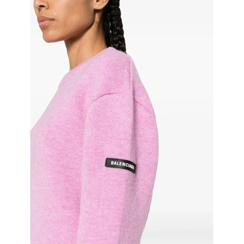 Balenciaga Pull Chiné À Patch Logo - Rose